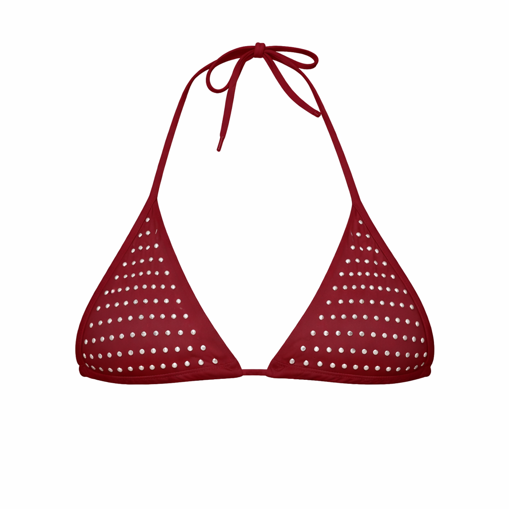Sofia Studded Triangle Top in Red